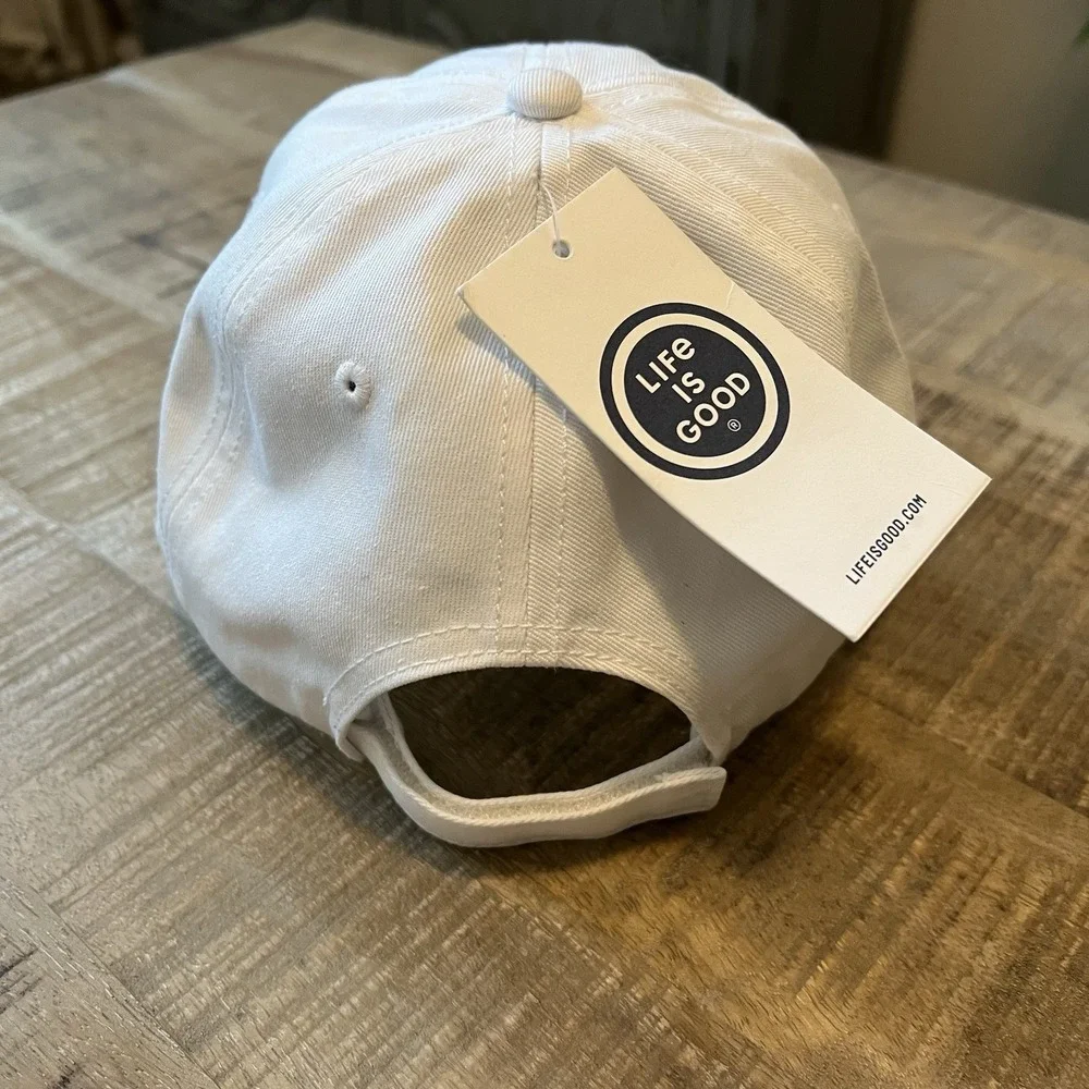 LIFE‎ IS GOOD Unisex Youth Hat Sunshine And Waves White Adjustable  Closure